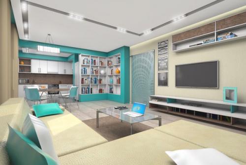 Интерьер с бирюзовым цветом. 05