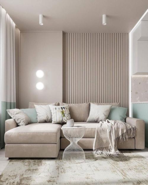 Светлый воздушный интерьер кухни - гостиной. 08