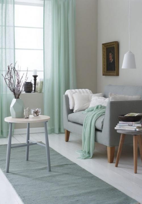 Мятный цвет в интерьере.