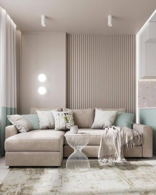 Светлый воздушный интерьер кухни - гостиной площадью 20 м. 01