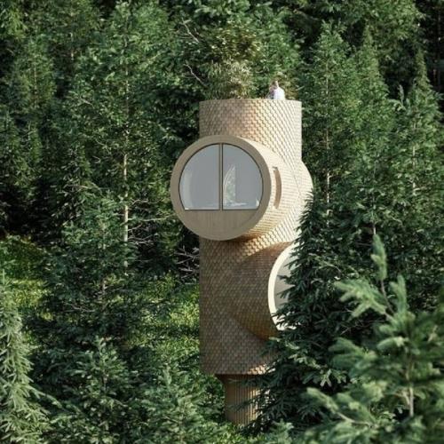 На фото вы можете наблюдать проект модульного дома на дереве. 01