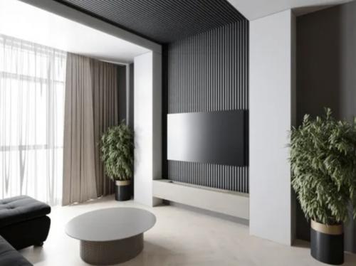 Как выглядит в интерьере самая популярная модель стеновых панелей Decohause - реечная. 01