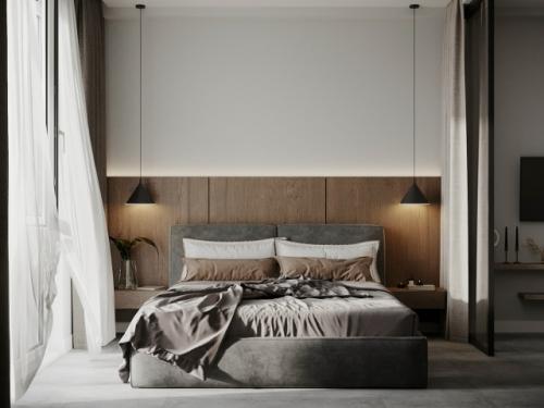 Современный проект квартиры - студии 40 м 2. интерьер в нейтральной цветовой гамме, в стиле минимализм. 08