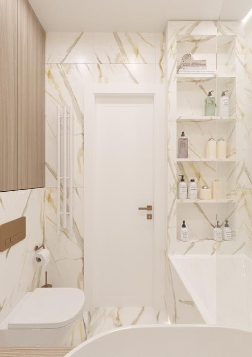 Ванная комната с золотой сантехникой для нашей заказчицы. 06