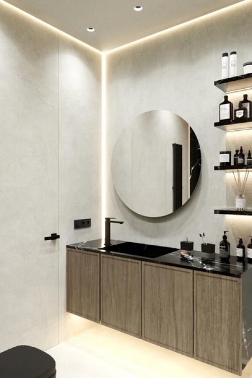 Посмотрите, как гармонично это зеркало впишется в интерьер ванной комнаты, дополняя его стилем и изысканностью. 01