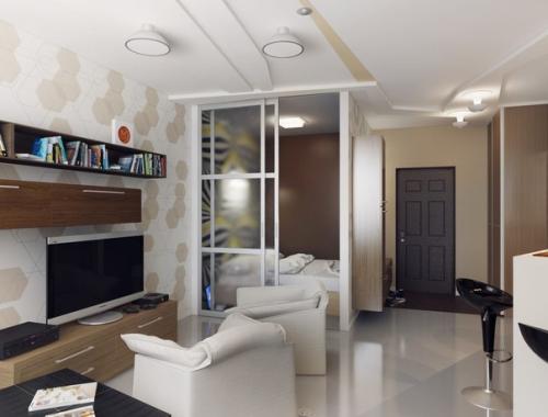 Стильный интерьер квартиры - студии 40 кв. 03