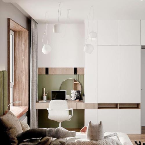 Комната в универсальной цветовой гамме, с преобладанием природных цветов, оттенков и материалов. 02