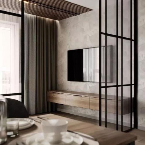 Яркий.  Смелый интерьер кухни - гостиной площадью 22 кв. 08