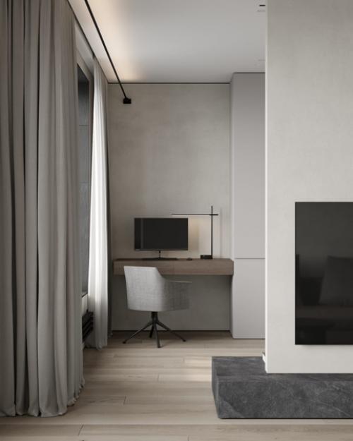 Проектквартиры.  В этой квартире - зона кухни и гостиной объединена, и к ним примыкает рабочий кабинет. 05