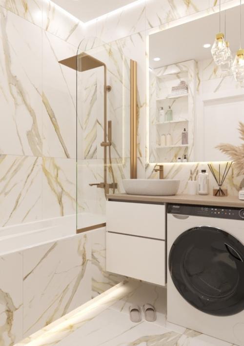 Ванная комната с золотой сантехникой для нашей заказчицы. 05