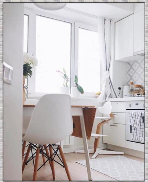 Просторная кухня. В белом цвете. 04