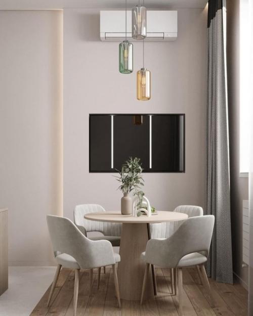 Спокойная, стильная кухня - гостиная. 02