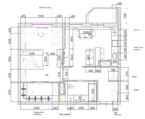 Проект для большой однушки в ЖК донской Олимп. 02