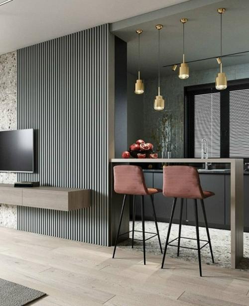 Подборка интересных решений для разделения пространства кухни - гостиной. 02