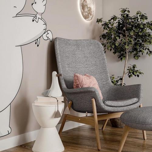 Комната в универсальной цветовой гамме, с преобладанием природных цветов, оттенков и материалов. 05