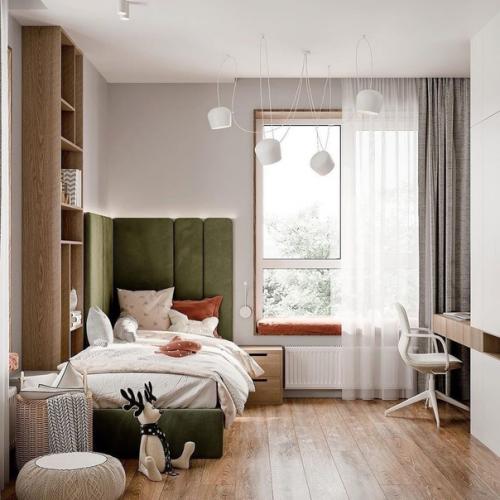 Комната в универсальной цветовой гамме, с преобладанием природных цветов, оттенков и материалов. 01