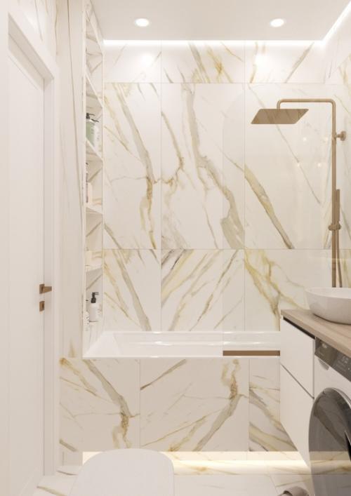 Ванная комната с золотой сантехникой для нашей заказчицы. 02