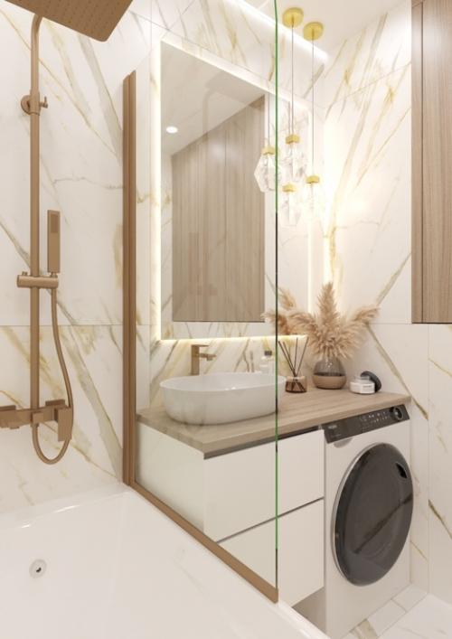 Ванная комната с золотой сантехникой для нашей заказчицы. 03