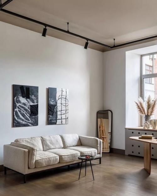 Этот проект - необычный: здесь квартира - мастерская художницы и рабочий кабинет ее мужа - бизнесмена. 01