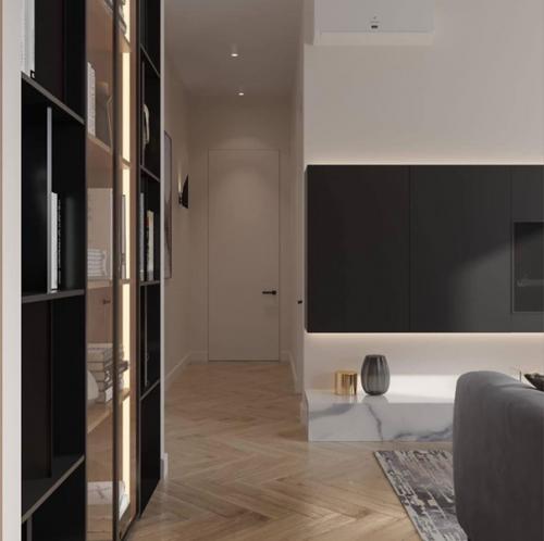 Современный интерьер. Кухни, объединенной с гостиной. 05