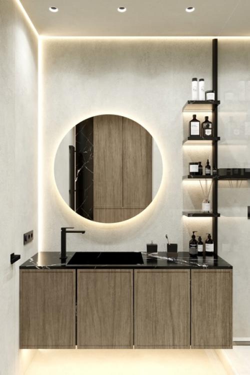 Посмотрите, как гармонично это зеркало впишется в интерьер ванной комнаты, дополняя его стилем и изысканностью. 02