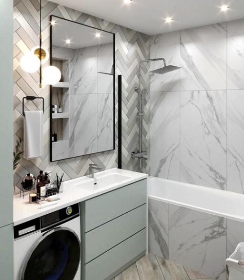 Интерьер небольшой ванной комнаты. 01