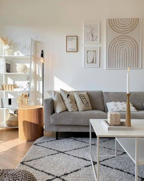 Серый цвет, дерево и интересный декор: уютная квартира в скандинавском стиле. 01