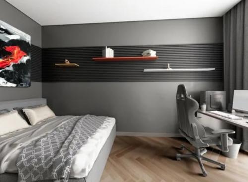 Как выглядит в интерьере самая популярная модель стеновых панелей Decohause - реечная. 03