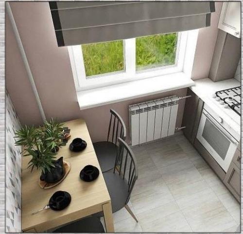 Интерьер маленькой кухни. 01