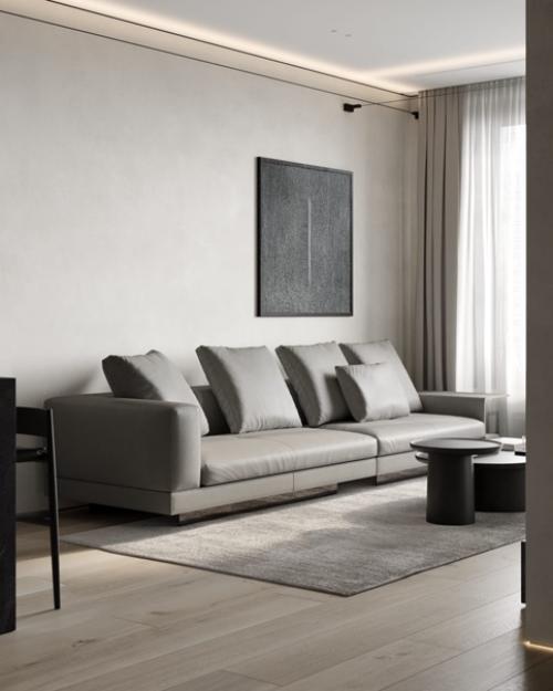 Проектквартиры.  В этой квартире - зона кухни и гостиной объединена, и к ним примыкает рабочий кабинет. 04