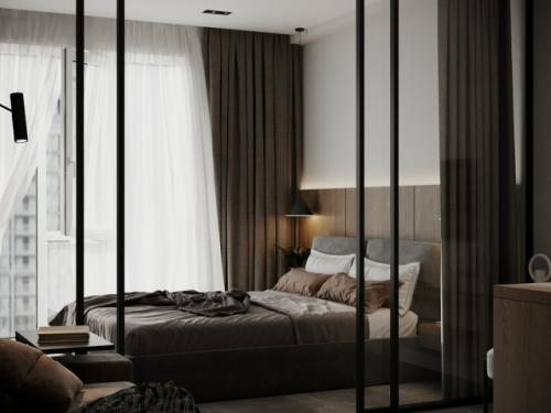 Современный проект квартиры - студии 40 м 2. интерьер в нейтральной цветовой гамме, в стиле минимализм. 07