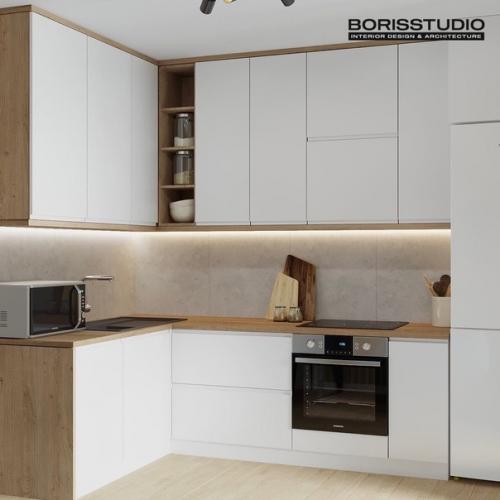 Светлый интерьер с древесными элементами (39, 8 кв. 03