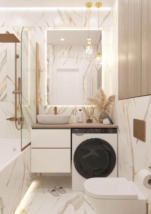 Ванная комната с золотой сантехникой для нашей заказчицы. 01