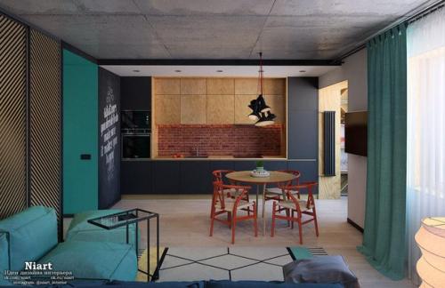 Дизайн двухкомнатной квартиры с барной стойкой на балконе. 02