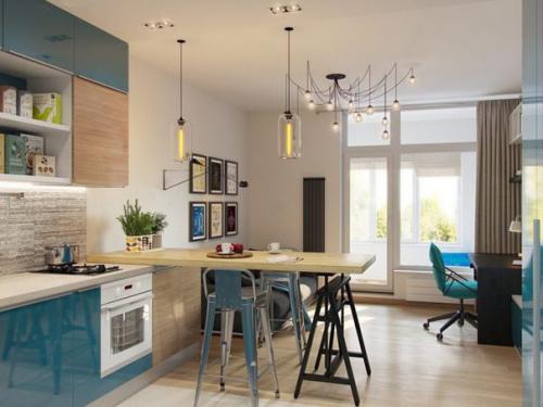 Объединить кухню с гостиной можно и в большой квартире, и в маленькой студии. 01