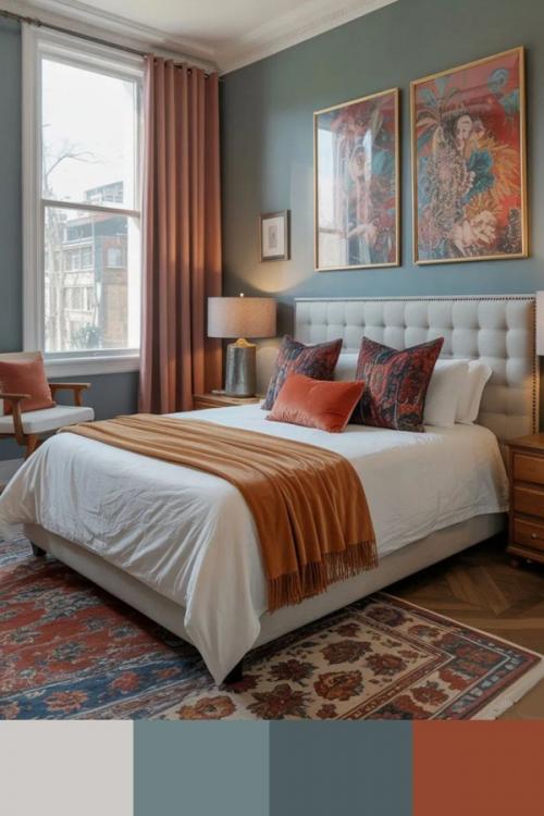 Серо-голубой и терракотовый в интерьере - это дуэт прохлады и тепла, который создаёт удивительно гармоничное и благородное настроение. 01