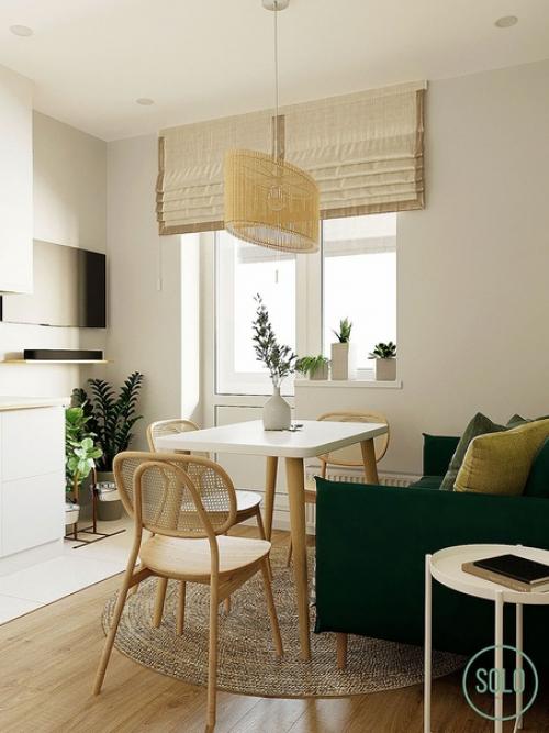 Интерьер кухни - гостиной в 1-комнатной квартире площадью 45 кв. 02