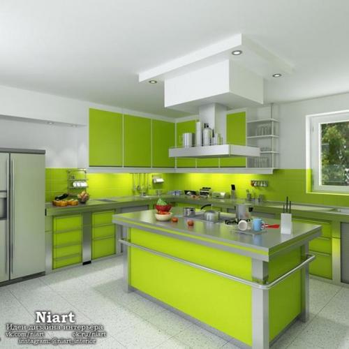 Уютные и стильные кухни в зеленых тонах. 08