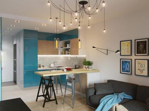 Объединить кухню с гостиной можно и в большой квартире, и в маленькой студии. 04