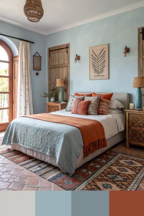 Серо-голубой и терракотовый в интерьере - это дуэт прохлады и тепла, который создаёт удивительно гармоничное и благородное настроение. 02