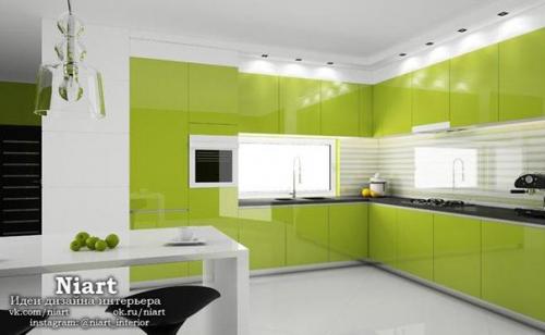 Уютные и стильные кухни в зеленых тонах. 01