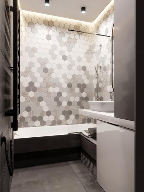 Проект Prime. Монохромный интерьер ванной комнаты. 03