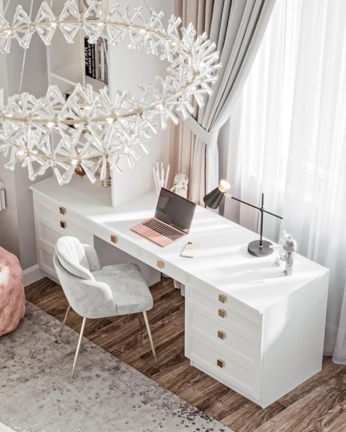 Интерьер спальни. С рабочим местом. 03