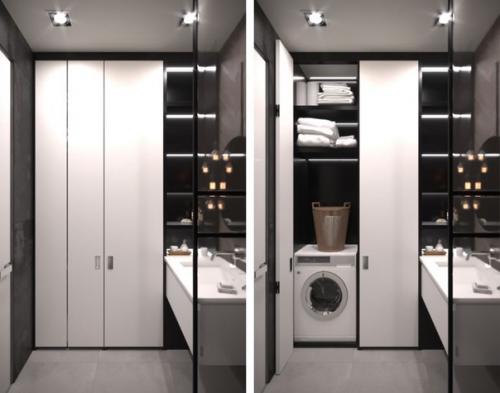 Темный лофт - интерьер квартиры - студии площадью 38. 07