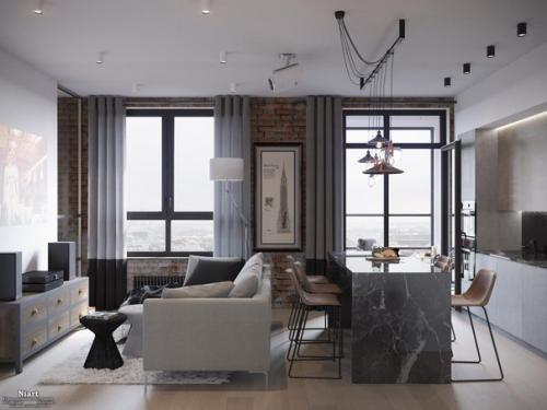 Современный дизайн двухкомнатной квартиры 63, 7 кв. 03