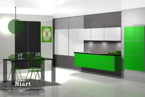 Уютные и стильные кухни в зеленых тонах. 06