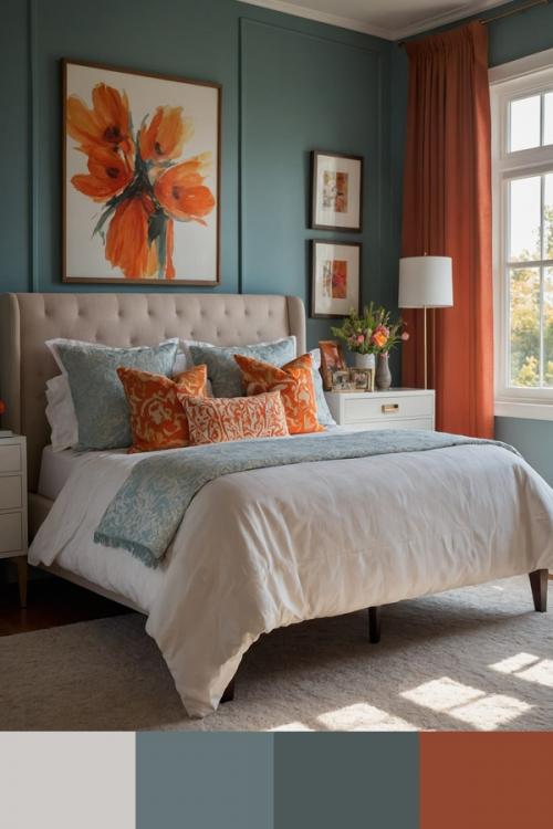 Серо-голубой и терракотовый в интерьере - это дуэт прохлады и тепла, который создаёт удивительно гармоничное и благородное настроение.  