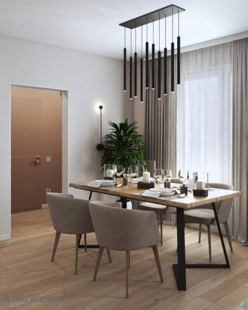 Проект квартиры выполнен в едином стиле с применением светлых и темных оттенков в интерьере. 03