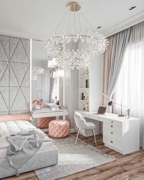 Интерьер спальни. С рабочим местом. 02