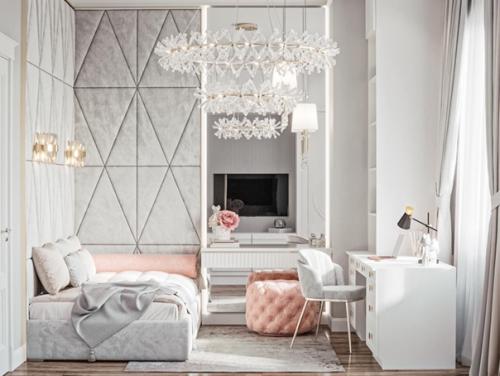 Интерьер спальни. С рабочим местом. 01